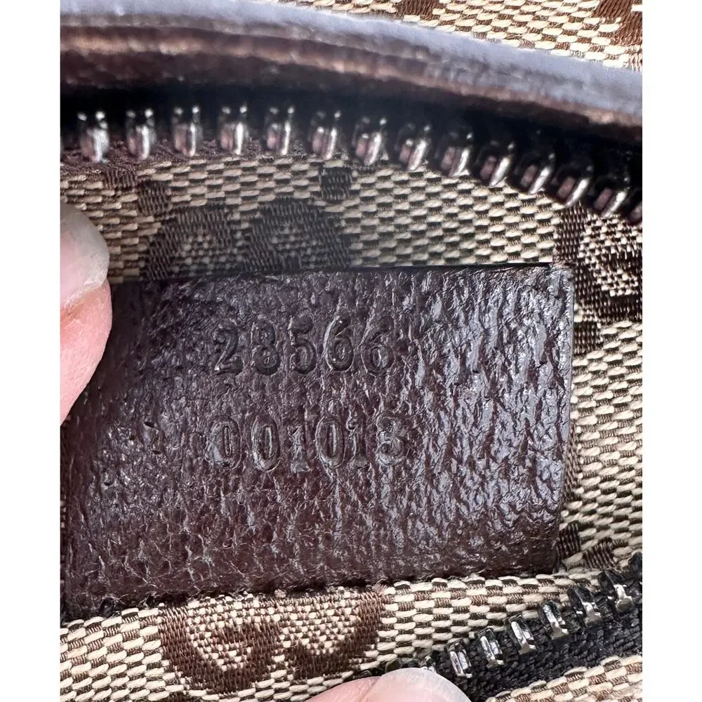 Gucci GG Canvas Belt Bag 28566 Beige Brown Canvas/Leather Made in Italy